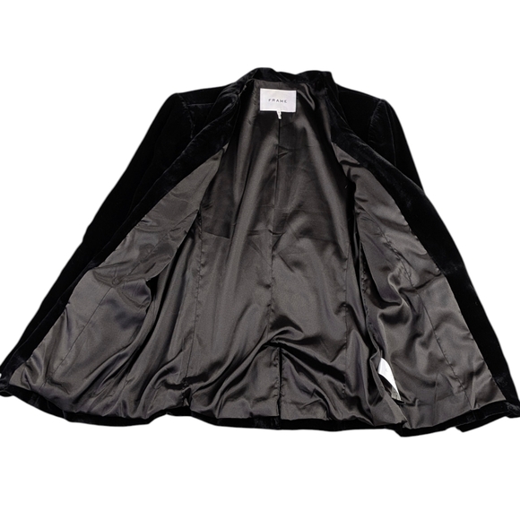 FRAME Denim Velvet Tie Jacket Black Silk Blend Blazer Size 8 EUC $660   F321 - Picture 7 of 12